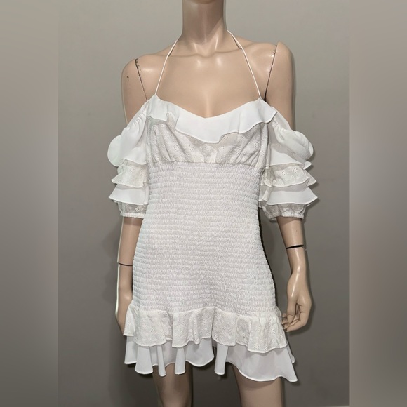 For Love & Lemons Bora Bora Ruffle Mini Dress L - Picture 9 of 11